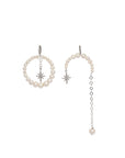 ASYMMETRICAL PEARLS EARRINGS WITH “MORNING STAR”
