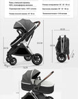 BETSOCCI Baby Stroller Four Wheel Trolley 2 in 1/ 3 in 1 High Landscape Folding Portable Trolley Two Way