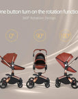 Landscape baby carriage PU leathe Baby stroller 3in1 Two-way High r Foldable shock-absorbing eggshell stroller 2in1