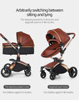 Landscape baby carriage PU leathe Baby stroller 3in1 Two-way High r Foldable shock-absorbing eggshell stroller 2in1