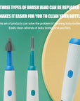 Electric Baby Bottle Brush 1500mah Multipurpose Silicone Cordless Infants Babe Milk Bottle Nipple Clean Brushes with Extensions