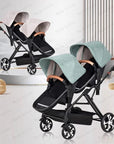 Portable Twin Baby Stroller Collapsible Double Stroller Traveling Twin Stroller Two-way High View Double Baby Carriage
