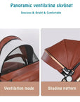 Landscape baby carriage PU leathe Baby stroller 3in1 Two-way High r Foldable shock-absorbing eggshell stroller 2in1