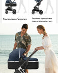 BETSOCCI Baby Stroller Four Wheel Trolley 2 in 1/ 3 in 1 High Landscape Folding Portable Trolley Two Way