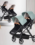 Portable Twin Baby Stroller Collapsible Double Stroller Traveling Twin Stroller Two-way High View Double Baby Carriage