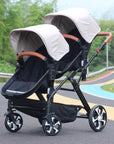 Portable Twin Baby Stroller Collapsible Double Stroller Traveling Twin Stroller Two-way High View Double Baby Carriage
