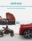 Landscape baby carriage PU leathe Baby stroller 3in1 Two-way High r Foldable shock-absorbing eggshell stroller 2in1