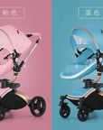 Landscape baby carriage PU leathe Baby stroller 3in1 Two-way High r Foldable shock-absorbing eggshell stroller 2in1