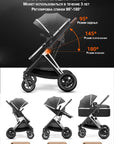 BETSOCCI Baby Stroller Four Wheel Trolley 2 in 1/ 3 in 1 High Landscape Folding Portable Trolley Two Way