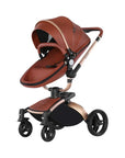 Landscape baby carriage PU leathe Baby stroller 3in1 Two-way High r Foldable shock-absorbing eggshell stroller 2in1