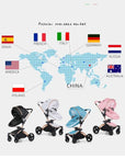 Landscape baby carriage PU leathe Baby stroller 3in1 Two-way High r Foldable shock-absorbing eggshell stroller 2in1