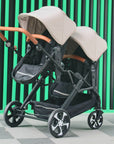 Portable Twin Baby Stroller Collapsible Double Stroller Traveling Twin Stroller Two-way High View Double Baby Carriage