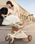 Foldable Lightweight Baby Stroller with Sunshade Sitting and Lying Two Mode Baby Stroller Four-wheel Anti Rollover