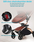 Landscape baby carriage PU leathe Baby stroller 3in1 Two-way High r Foldable shock-absorbing eggshell stroller 2in1