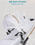 Landscape baby carriage PU leathe Baby stroller 3in1 Two-way High r Foldable shock-absorbing eggshell stroller 2in1