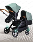 Portable Twin Baby Stroller Collapsible Double Stroller Traveling Twin Stroller Two-way High View Double Baby Carriage