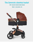 Landscape baby carriage PU leathe Baby stroller 3in1 Two-way High r Foldable shock-absorbing eggshell stroller 2in1
