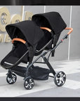 Portable Twin Baby Stroller Collapsible Double Stroller Traveling Twin Stroller Two-way High View Double Baby Carriage
