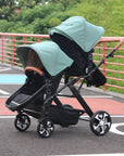 Portable Twin Baby Stroller Collapsible Double Stroller Traveling Twin Stroller Two-way High View Double Baby Carriage