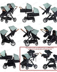 Portable Twin Baby Stroller Collapsible Double Stroller Traveling Twin Stroller Two-way High View Double Baby Carriage