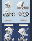 Baby Stroller High Landscape Two-way Swivel Seat Lightweight Foldable Stroller Four Wheels Shock Absorption Baby Stroller 3 in 1