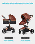 Landscape baby carriage PU leathe Baby stroller 3in1 Two-way High r Foldable shock-absorbing eggshell stroller 2in1