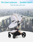 Landscape baby carriage PU leathe Baby stroller 3in1 Two-way High r Foldable shock-absorbing eggshell stroller 2in1