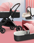 BETSOCCI Baby Stroller Four Wheel Trolley 2 in 1/ 3 in 1 High Landscape Folding Portable Trolley Two Way