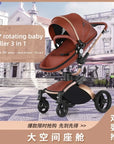 Landscape baby carriage PU leathe Baby stroller 3in1 Two-way High r Foldable shock-absorbing eggshell stroller 2in1