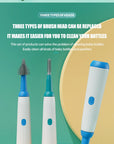 Electric Baby Bottle Brush 1500mah Multipurpose Silicone Cordless Infants Babe Milk Bottle Nipple Clean Brushes with Extensions