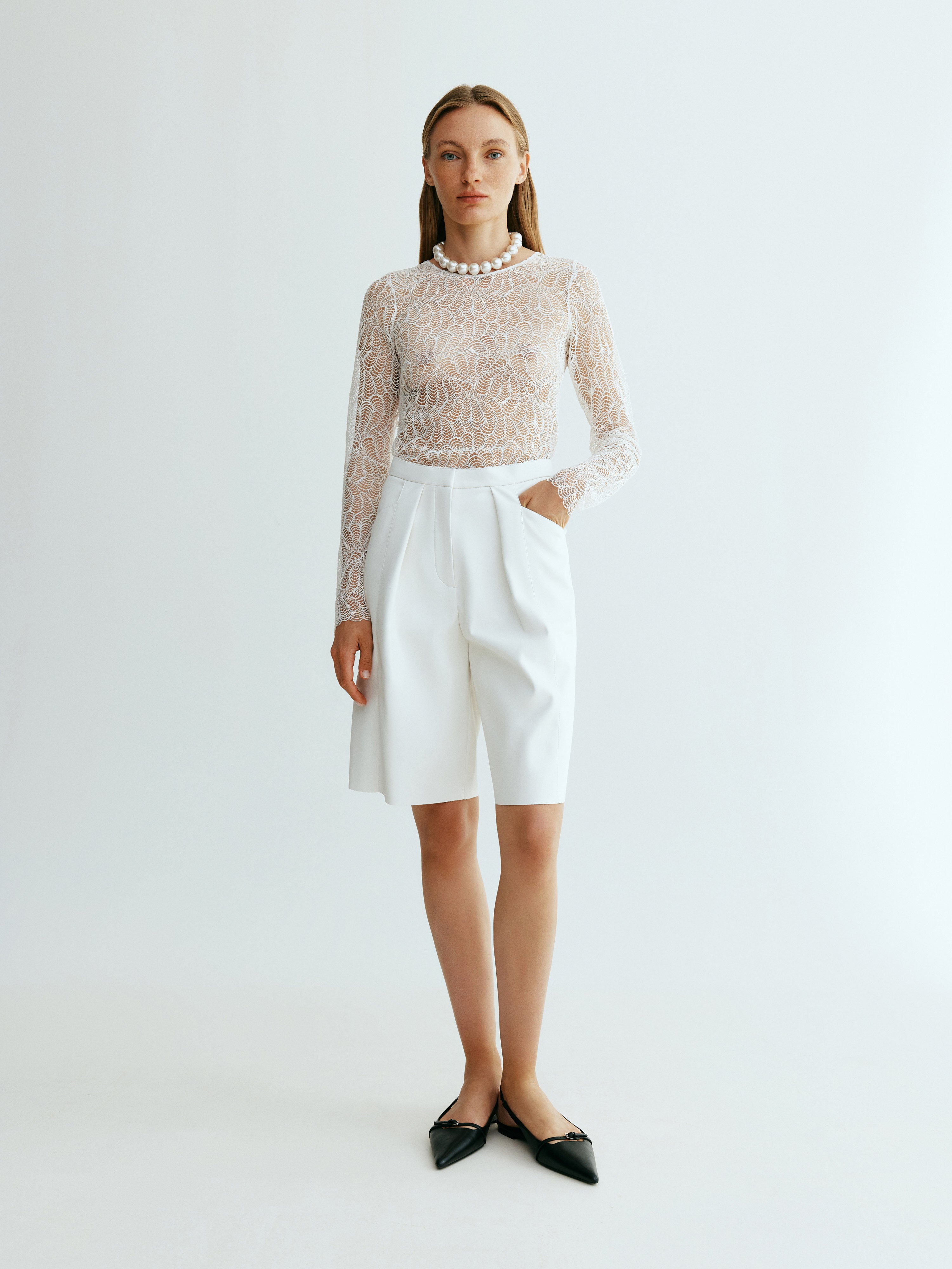 Semi-sheer lace blouse