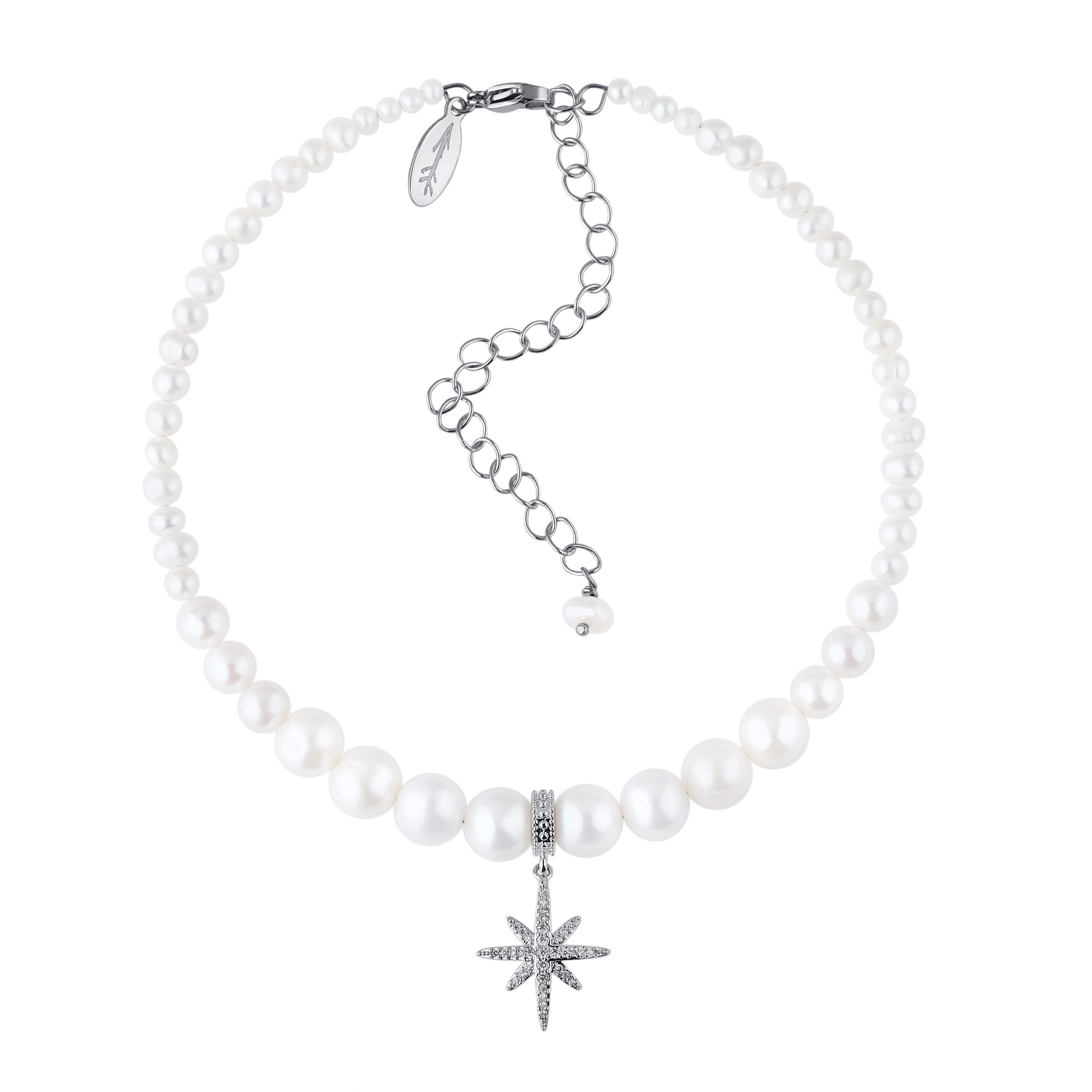 Pearls Choker With "Morning Star" Silver