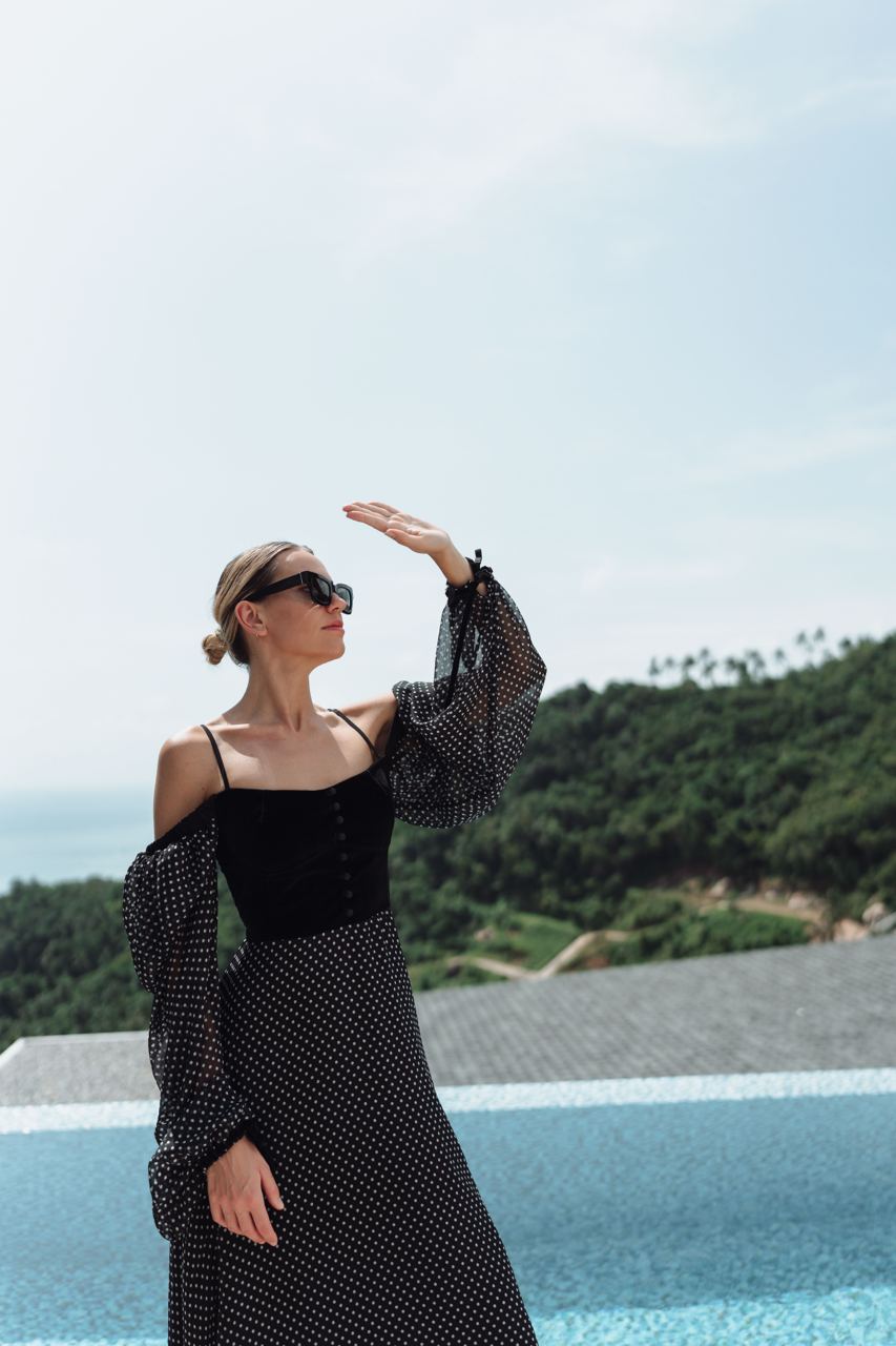 Polka dot maxi flying dress