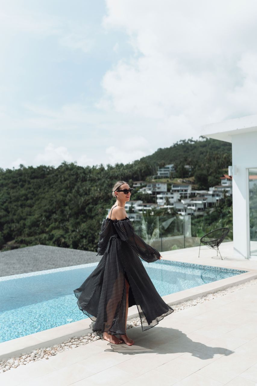 Polka dot maxi flying dress