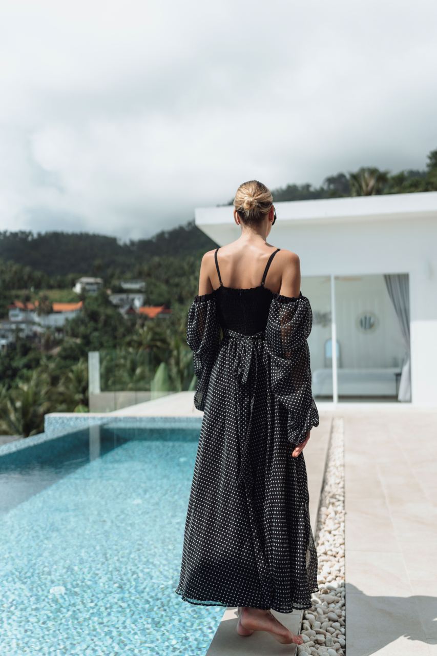 Polka dot maxi flying dress