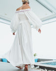 White dress with elastic corset