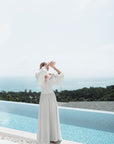 White dress with elastic corset