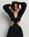 Linen Dress with Rose