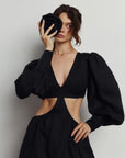 Linen Dress with Rose