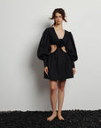 Linen Dress with Rose