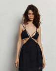 Linen dress with stripes