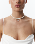Pearls Choker With "Morning Star" Silver