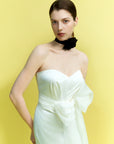 Corset dress with an organza bow