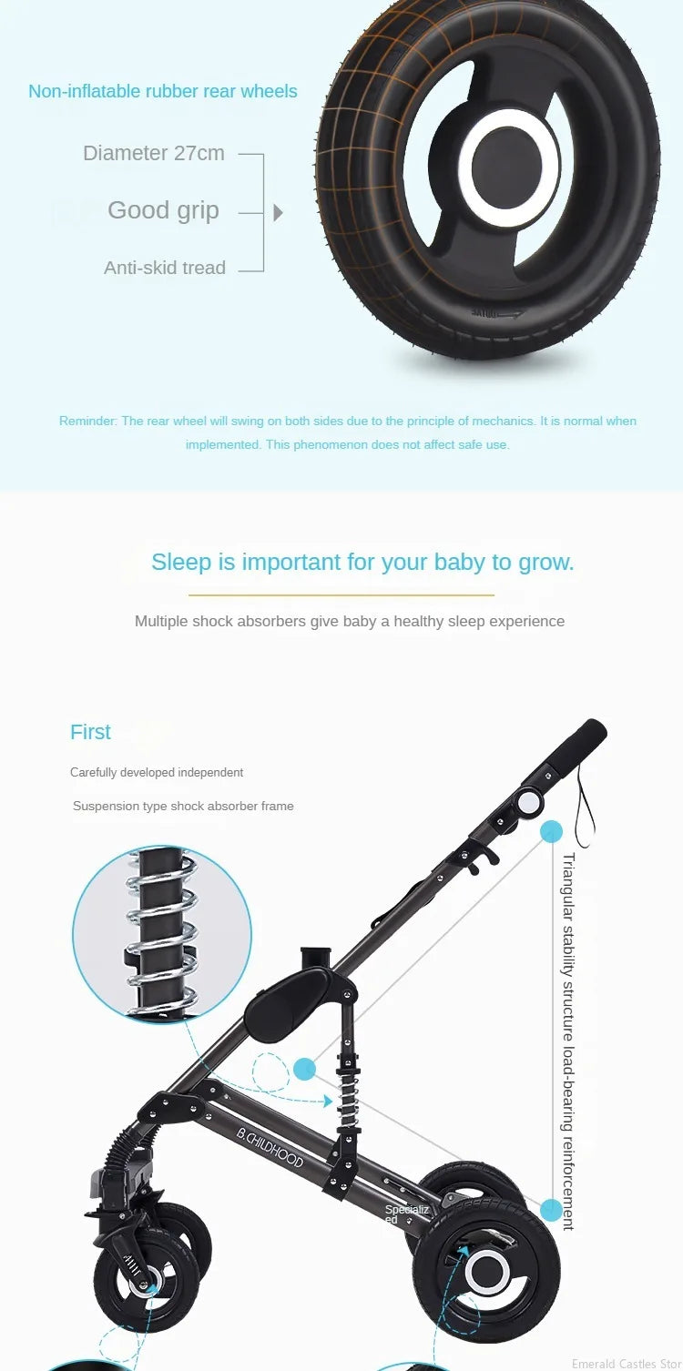 Baby stroller 3 in 1 stroller folding two-sided child four seasons kinderwagen baby carriage  high landscape Newborn Travelling