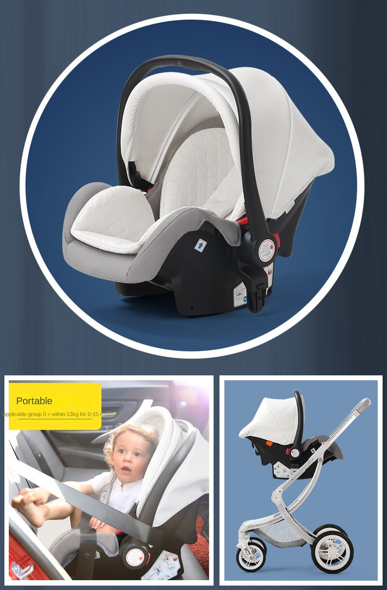 Baby Stroller High Landscape Two-way Swivel Seat Lightweight Foldable Stroller Four Wheels Shock Absorption Baby Stroller 3 in 1