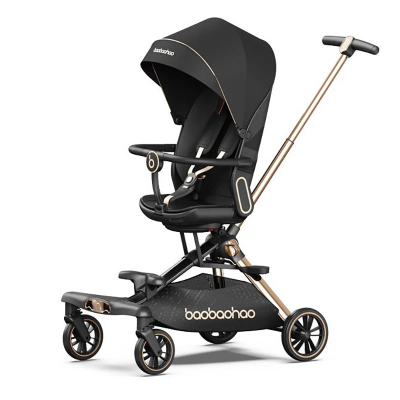 Foldable Lightweight Baby Stroller with Sunshade Sitting and Lying Two Mode Baby Stroller Four-wheel Anti Rollover