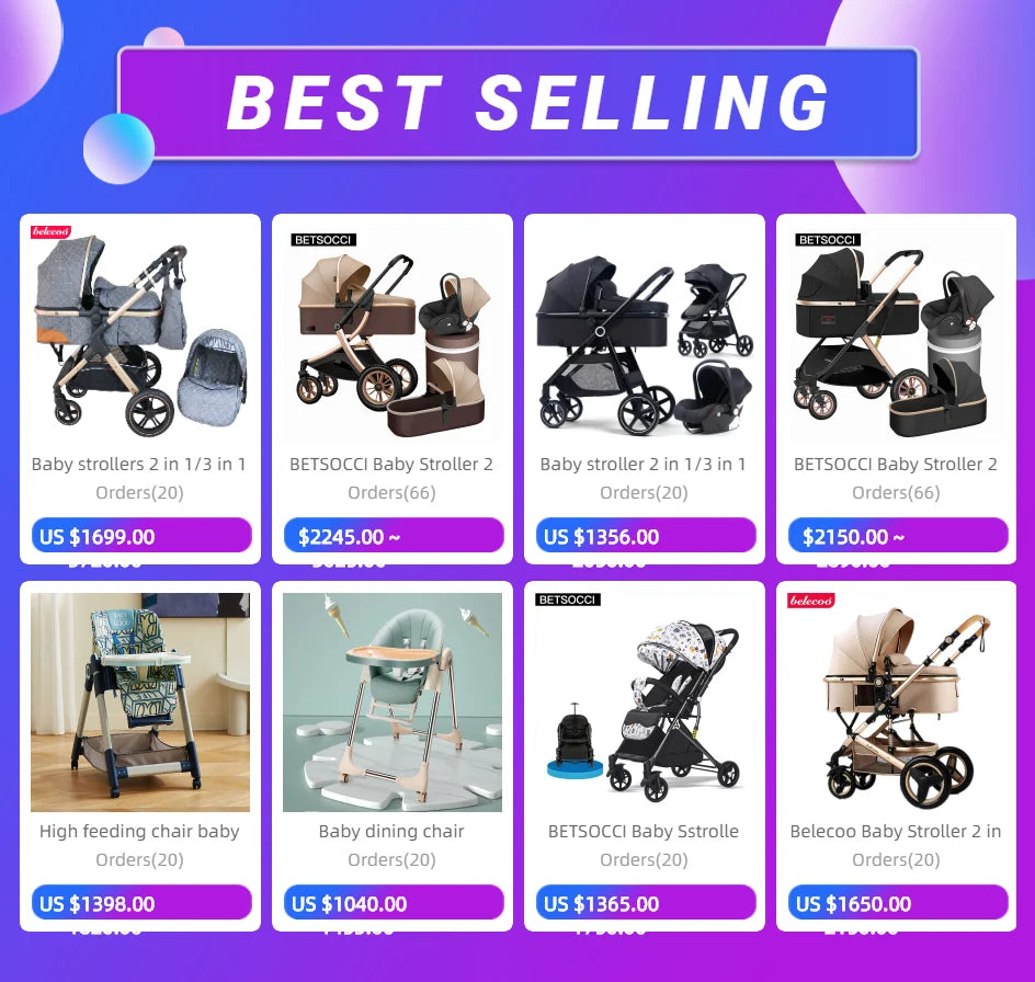 Belecoo Baby Stroller 2 in 1/3 in 1 Carseat Can Sit And Lie Down Foldable High Landscape Two-way Shock-absorbing Free Shippi