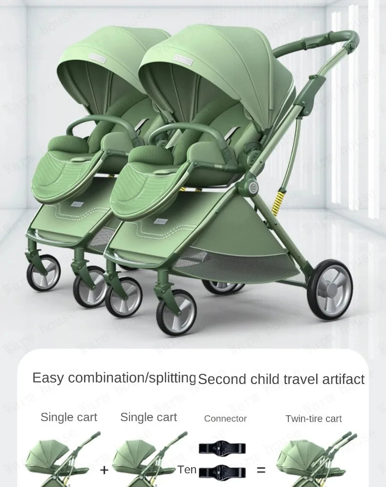 Separable twin baby stroller Two-way foldable baby stroller Lightweight High view twin baby Carriage Newborn stroller