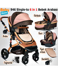 Baby Home 946 Single-To Lift Travel System Baby Stroller Pram Carrycot Raincoat Cup Holder Foot Cover Anakucağı