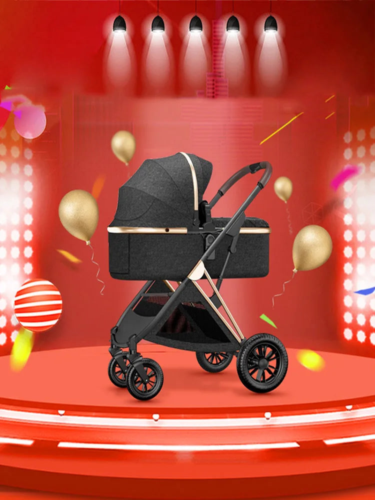 BETSOCCI Baby Stroller Four Wheel Trolley 2 in 1/ 3 in 1 High Landscape Folding Portable Trolley Two Way